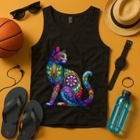 Stained Glass Window Cat Art Tank Top thumb 4