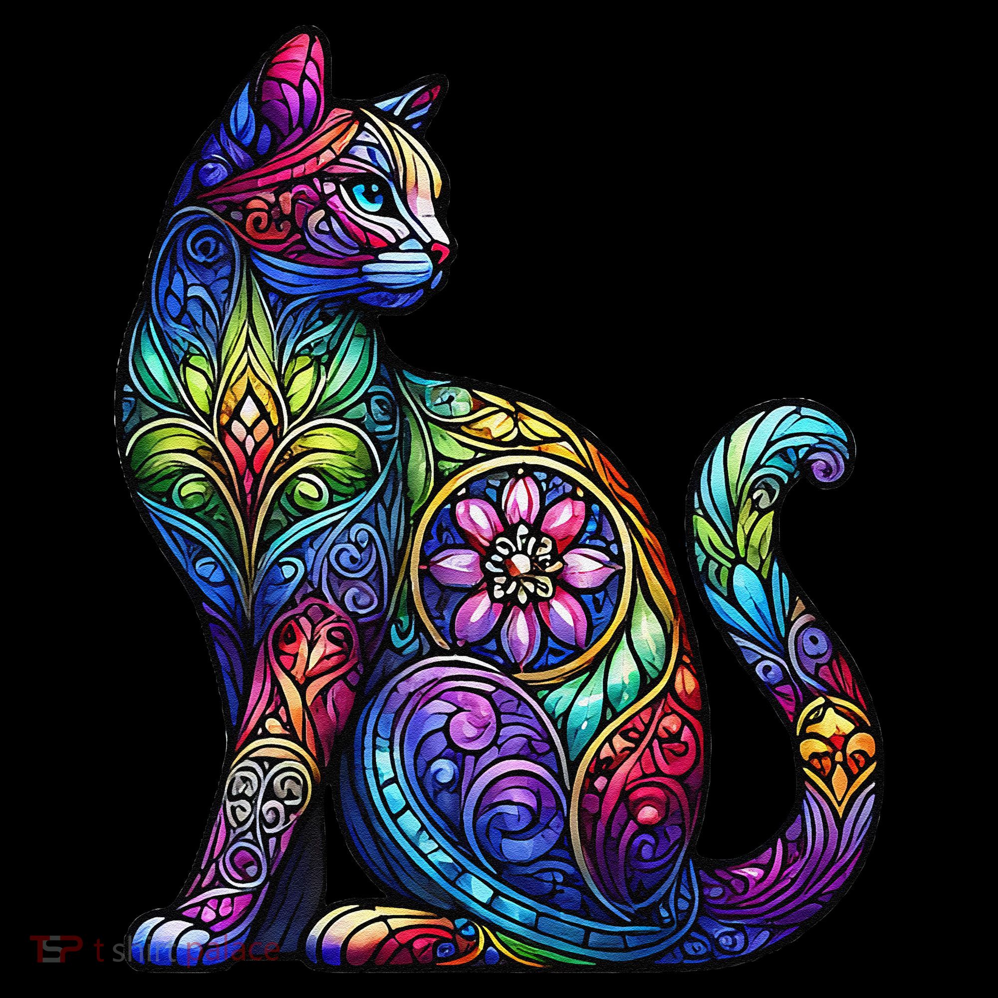Stained Glass Window Cat Art Tank Top