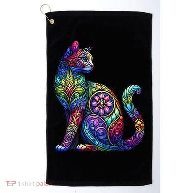 Stained Glass Window Cat Art Golf Towel
