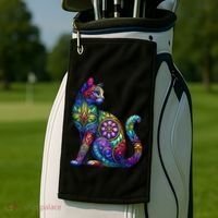 Stained Glass Window Cat Art Golf Towel thumb 2