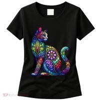 Stained Glass Window Cat Art Women's T-Shirt thumb 0