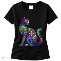 Stained Glass Window Cat Art Women's T-Shirt thumb 0