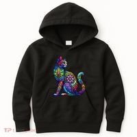 Stained Glass Window Cat Art Kids Hoodie thumb 0