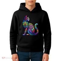 Stained Glass Window Cat Art Kids Hoodie thumb 4