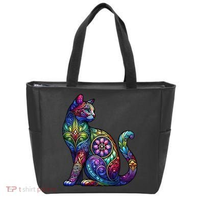 Stained Glass Window Cat Art Tote Bag