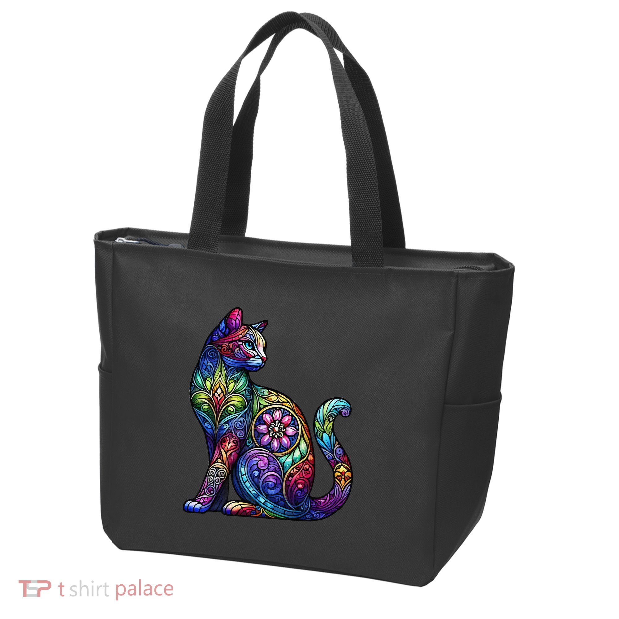 Stained Glass Window Cat Art Tote Bag