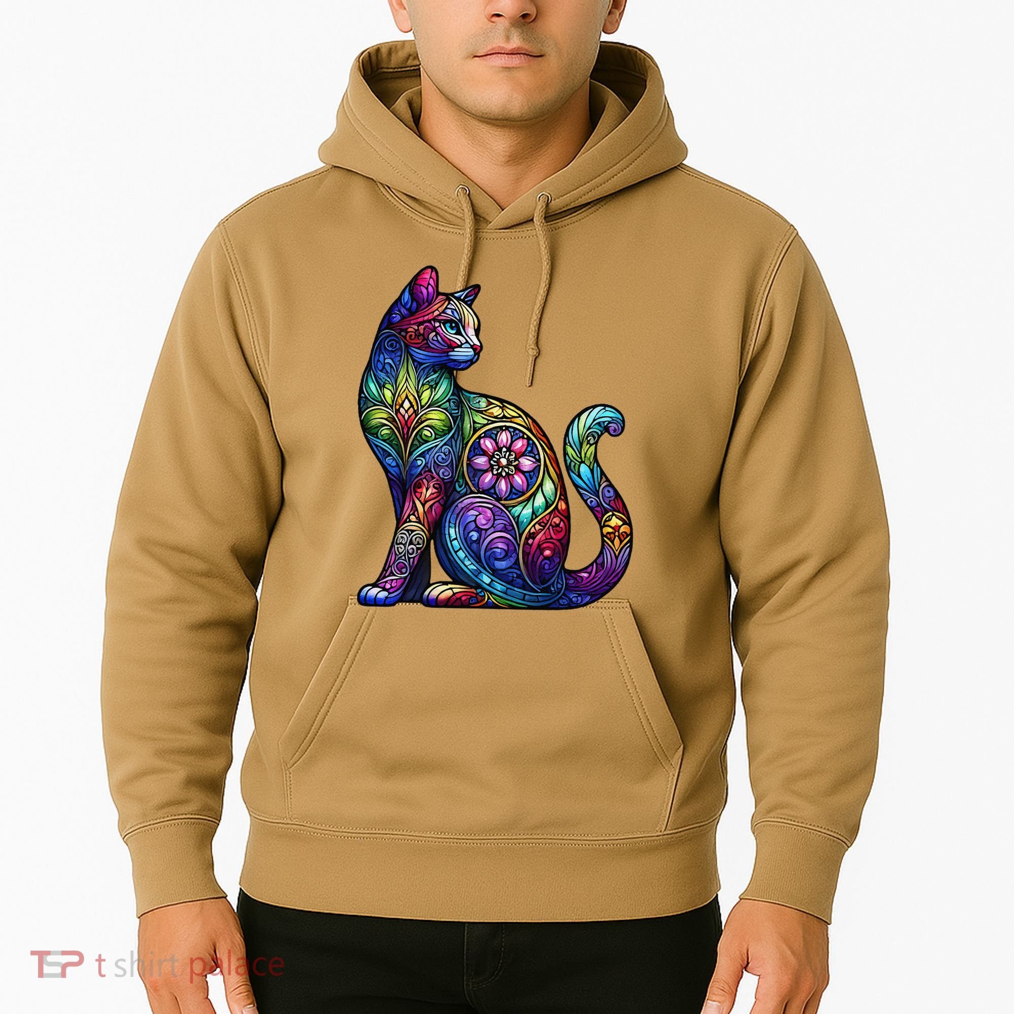 Stained Glass Window Cat Art Hoodie
