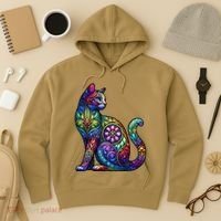Stained Glass Window Cat Art Hoodie thumb 3