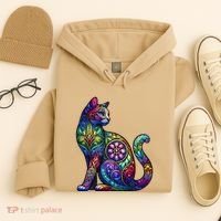 Stained Glass Window Cat Art Hoodie thumb 4