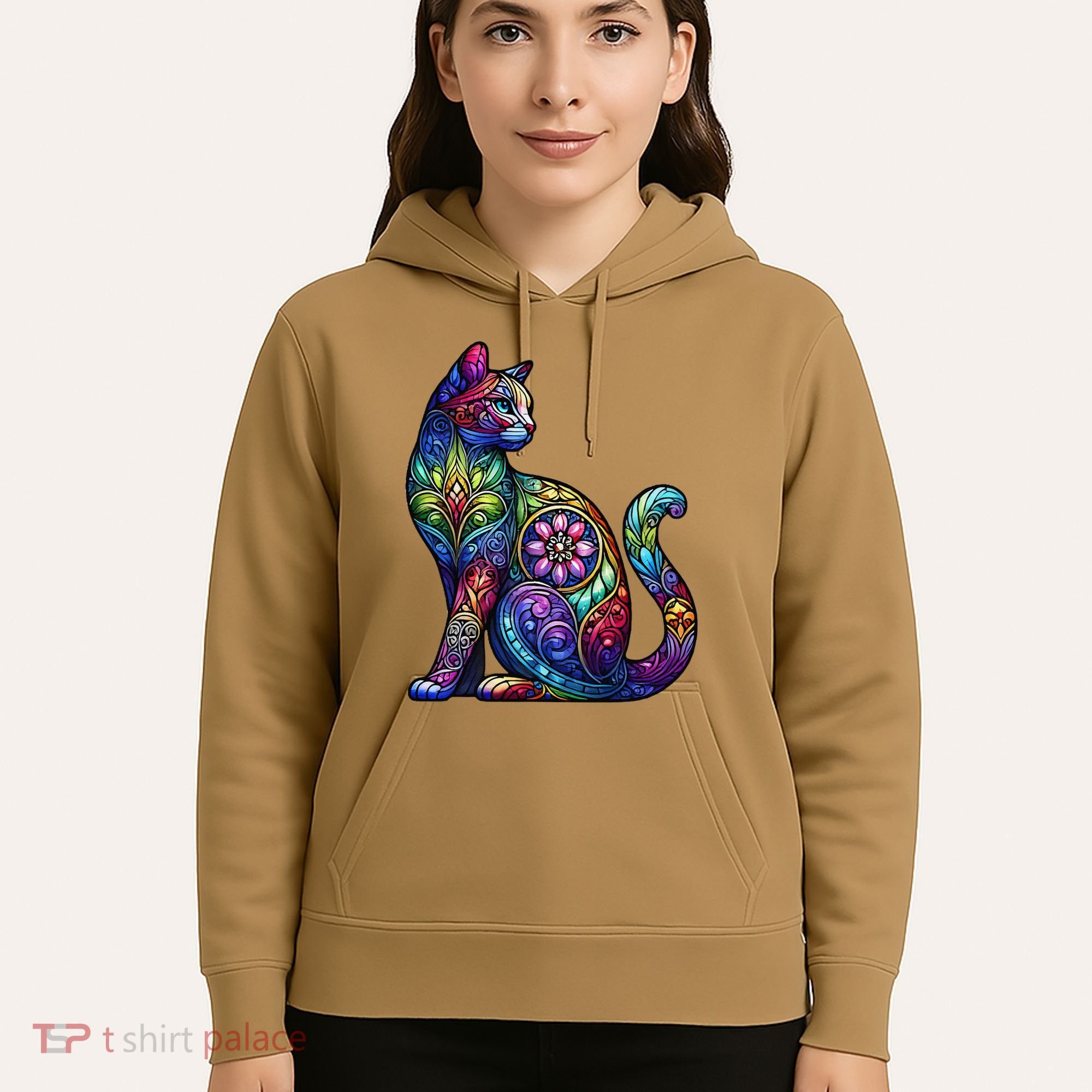 Stained Glass Window Cat Art Hoodie