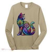 Stained Glass Window Cat Art Long Sleeve Shirt thumb 0
