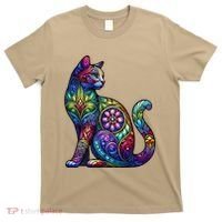 Stained Glass Window Cat Art T-Shirt thumb 0