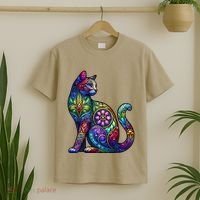 Stained Glass Window Cat Art T-Shirt thumb 2