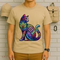 Stained Glass Window Cat Art T-Shirt thumb 6
