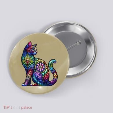 Stained Glass Window Cat Art Button