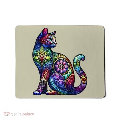 Stained Glass Window Cat Art Mousepad