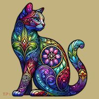 Stained Glass Window Cat Art Mousepad thumb 1