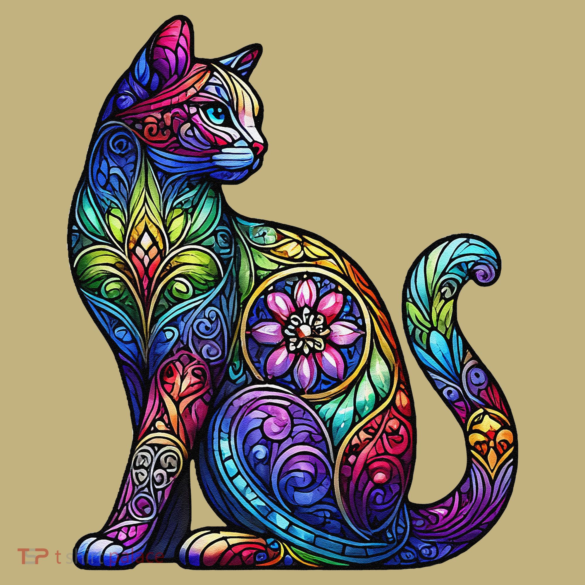 Stained Glass Window Cat Art Mousepad