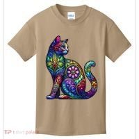 Stained Glass Window Cat Art Kids T-Shirt thumb 0