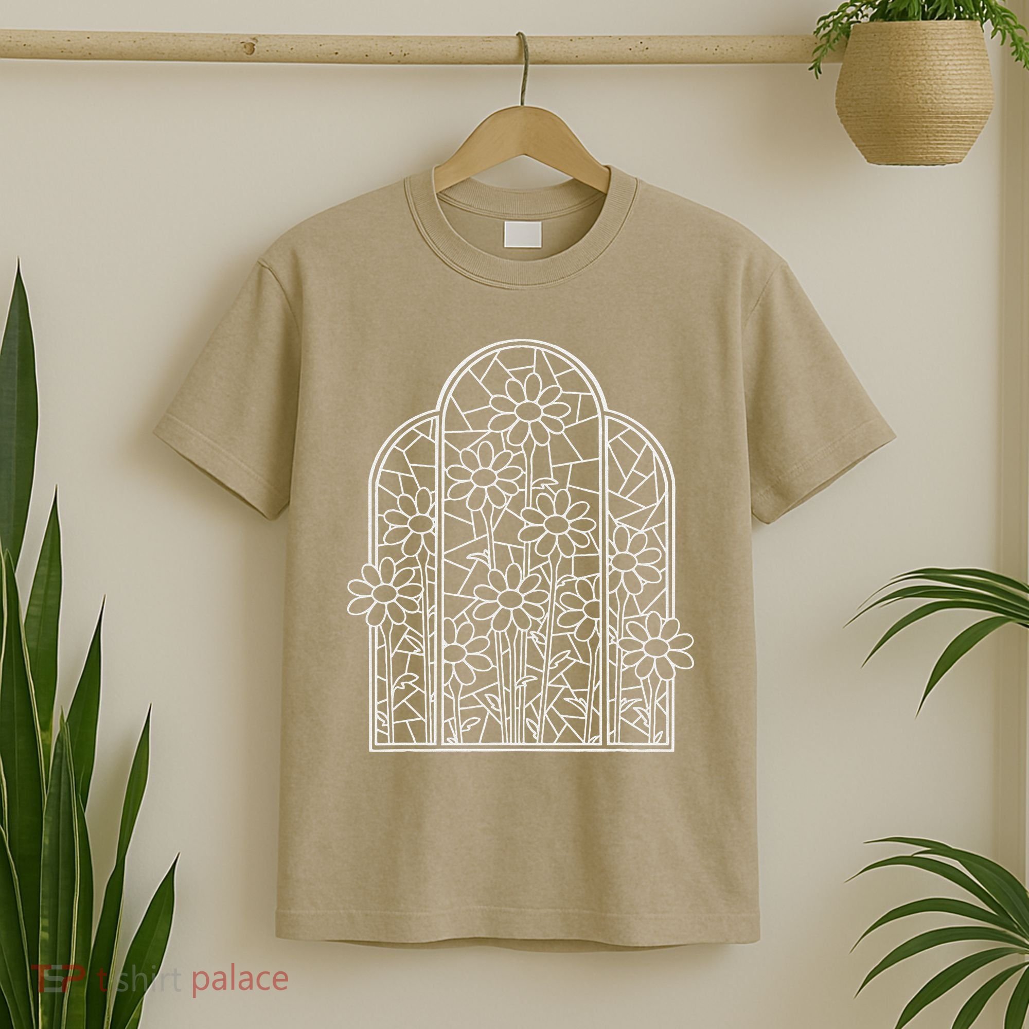 Stained Glass Wildflower Flower Kaleidoscope Church Window T-Shirt