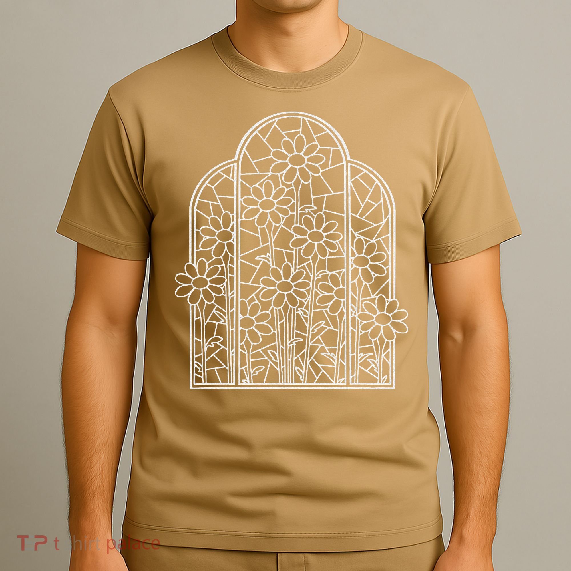 Stained Glass Wildflower Flower Kaleidoscope Church Window T-Shirt
