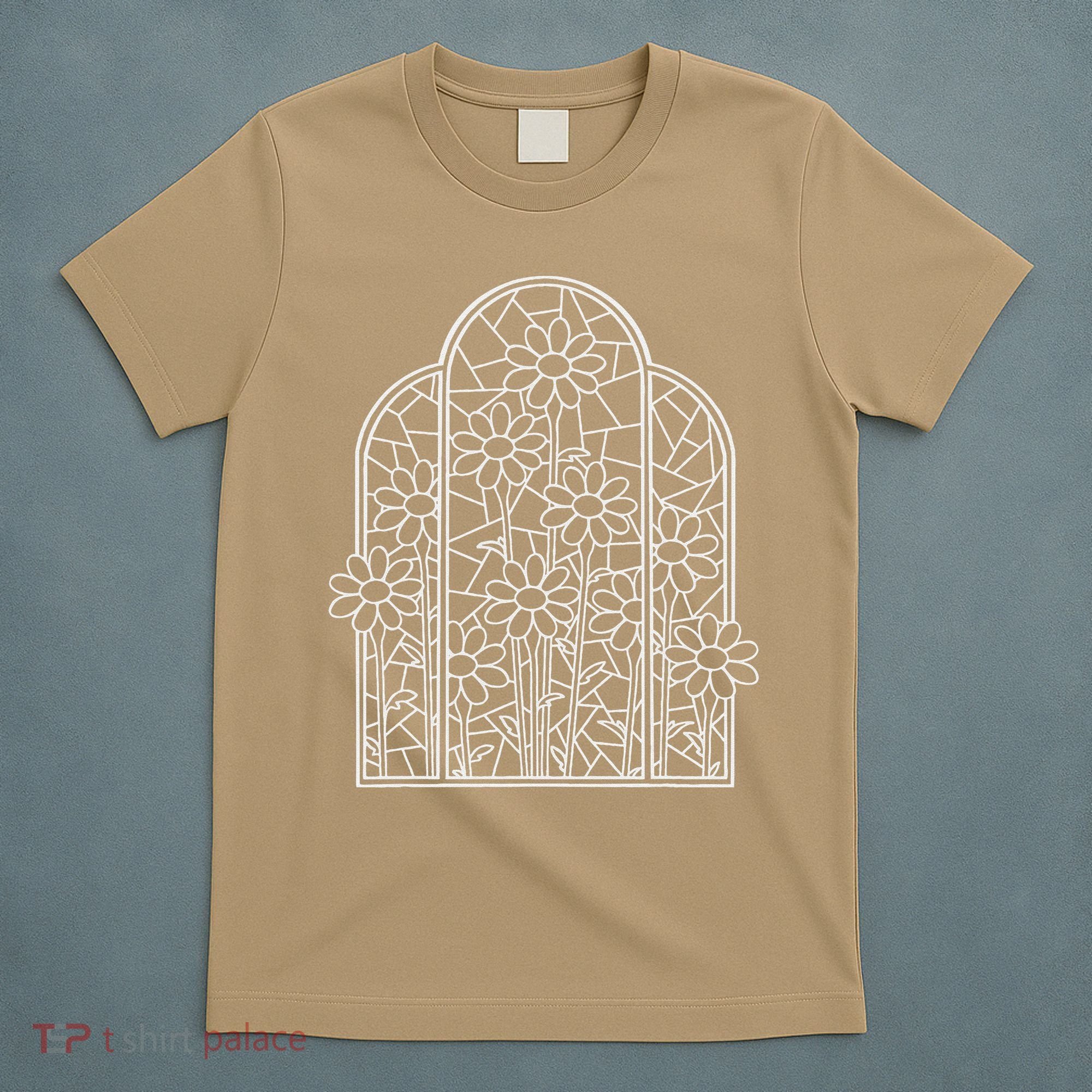 Stained Glass Wildflower Flower Kaleidoscope Church Window T-Shirt
