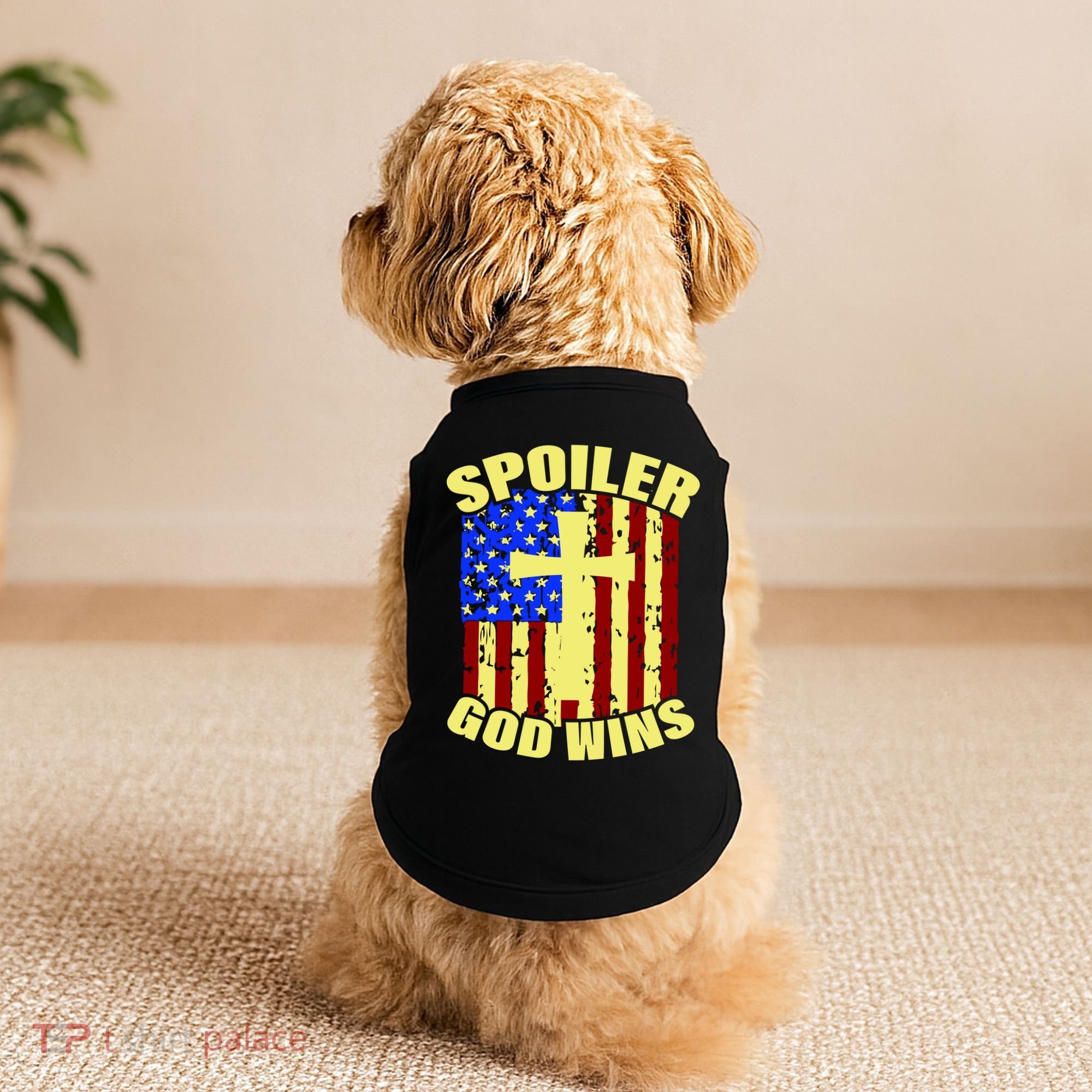 Spoiler God Wins American Flag Doggie Tank