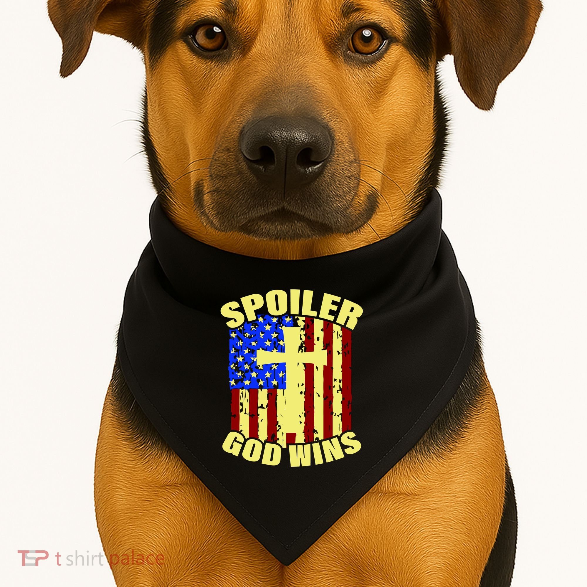 Spoiler God Wins American Flag USA-Made Doggie Bandana