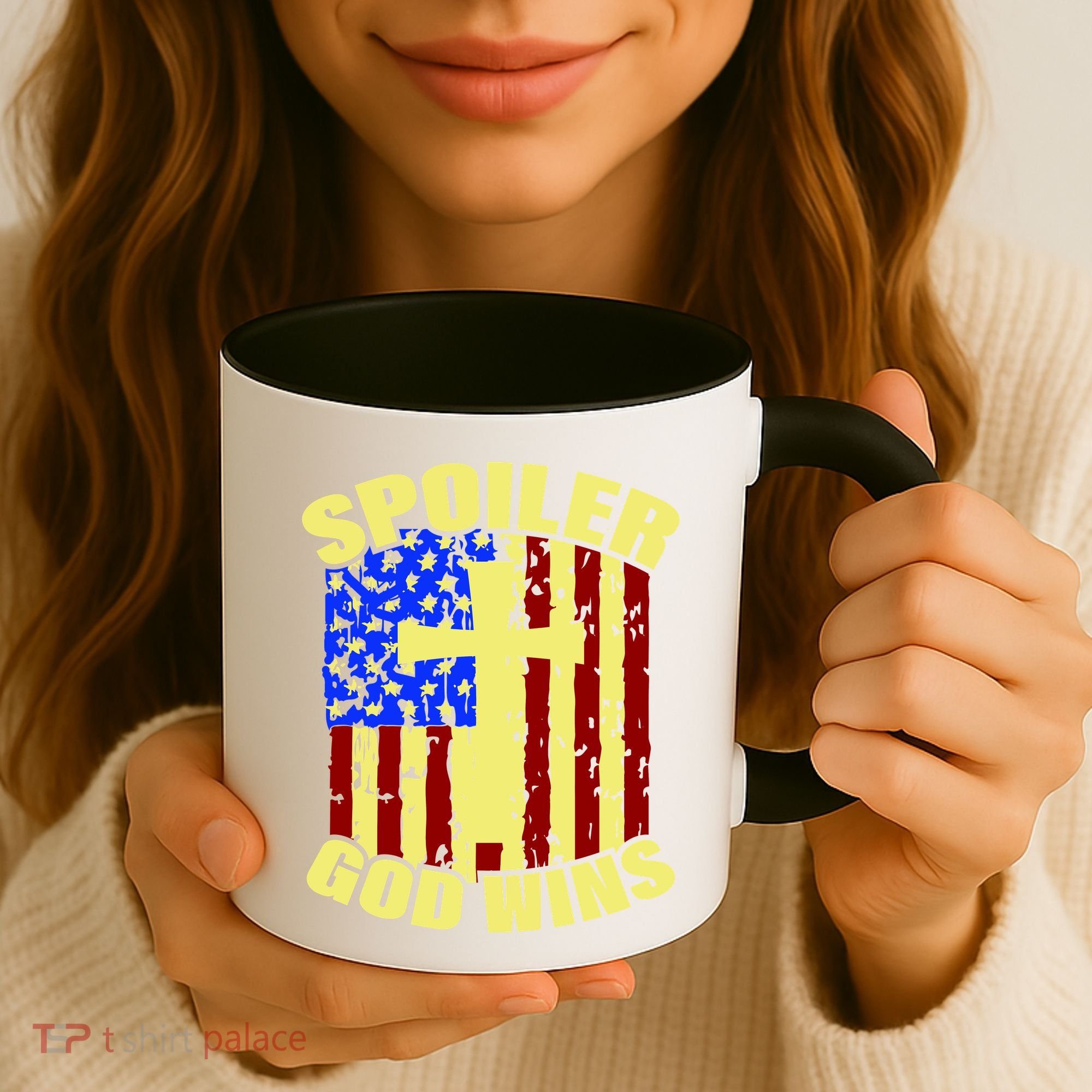 Spoiler God Wins American Flag Coffee Mug