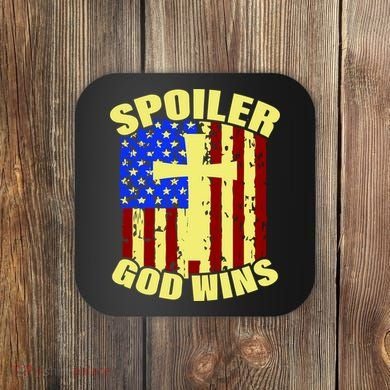 Spoiler God Wins American Flag Coaster