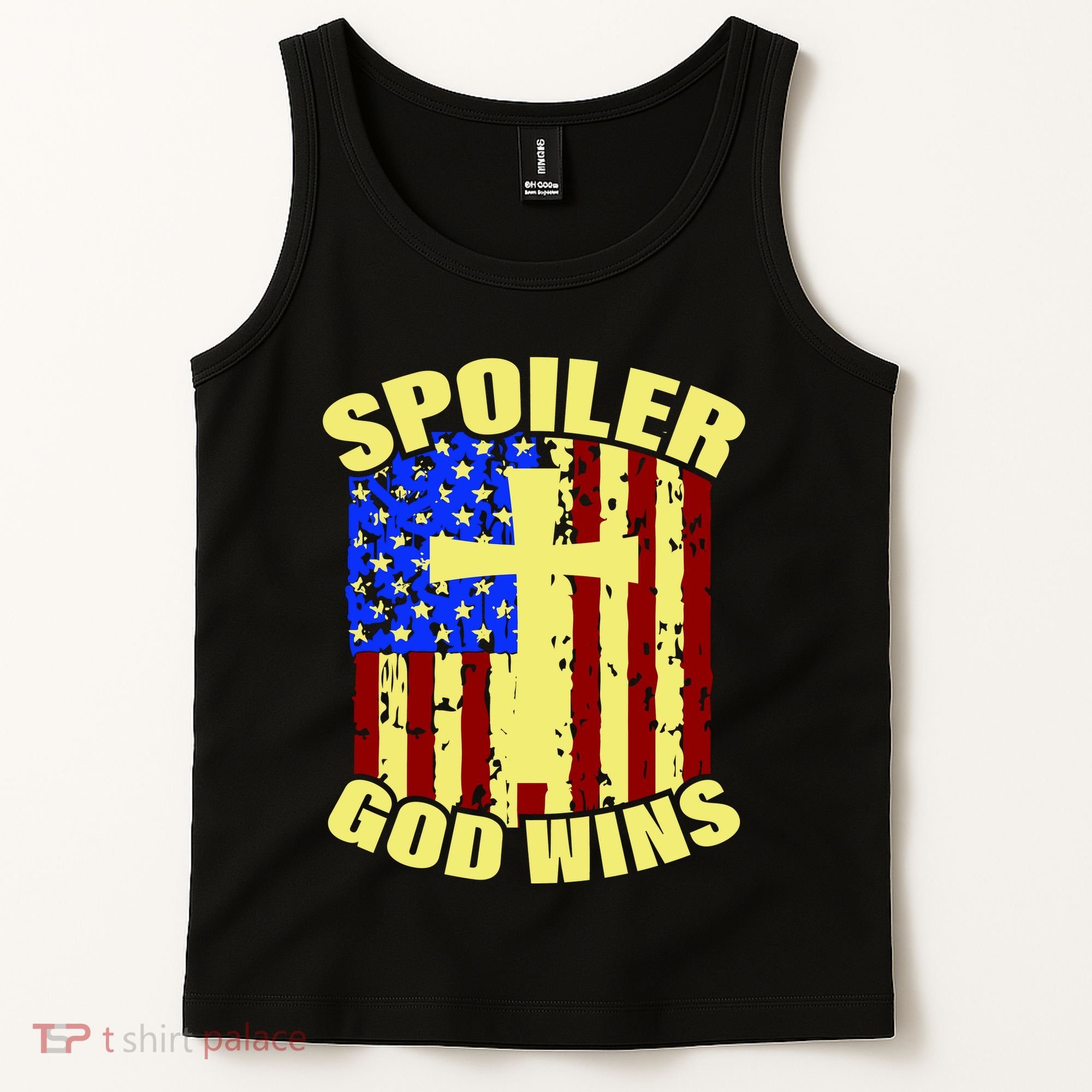 Spoiler God Wins American Flag Tank Top