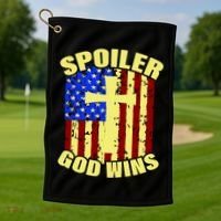 Spoiler God Wins American Flag Golf Towel thumb 1