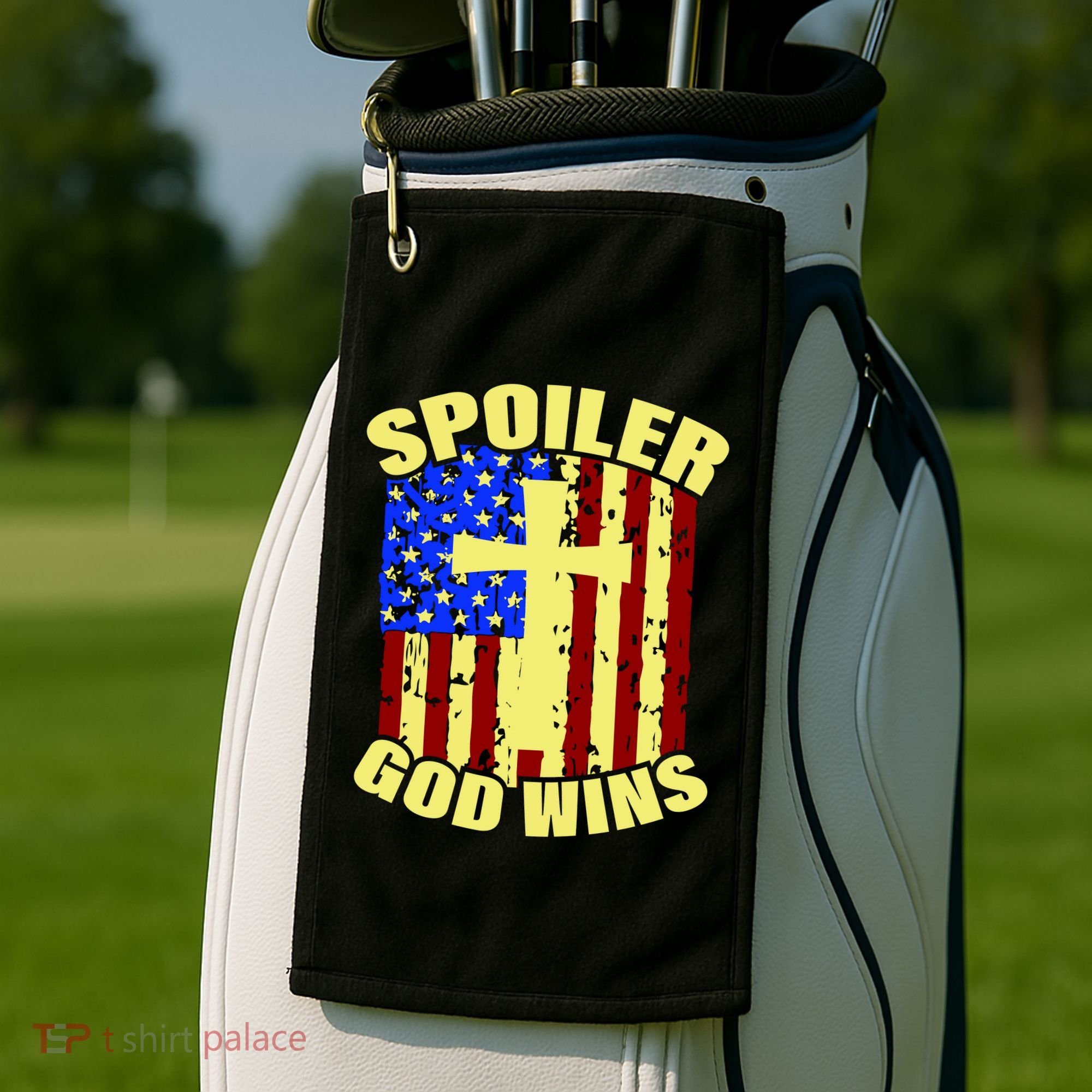Spoiler God Wins American Flag Golf Towel