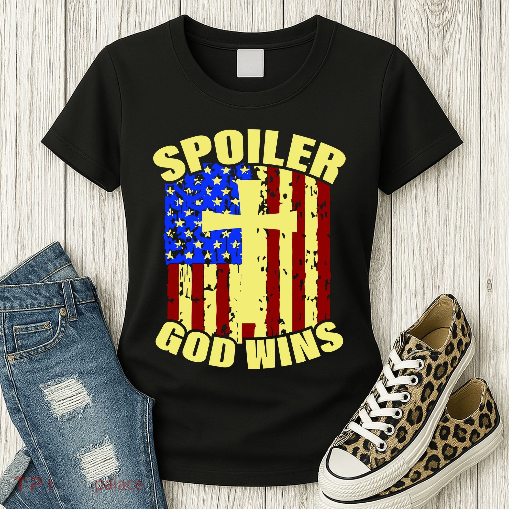 Spoiler God Wins American Flag Women's T-Shirt