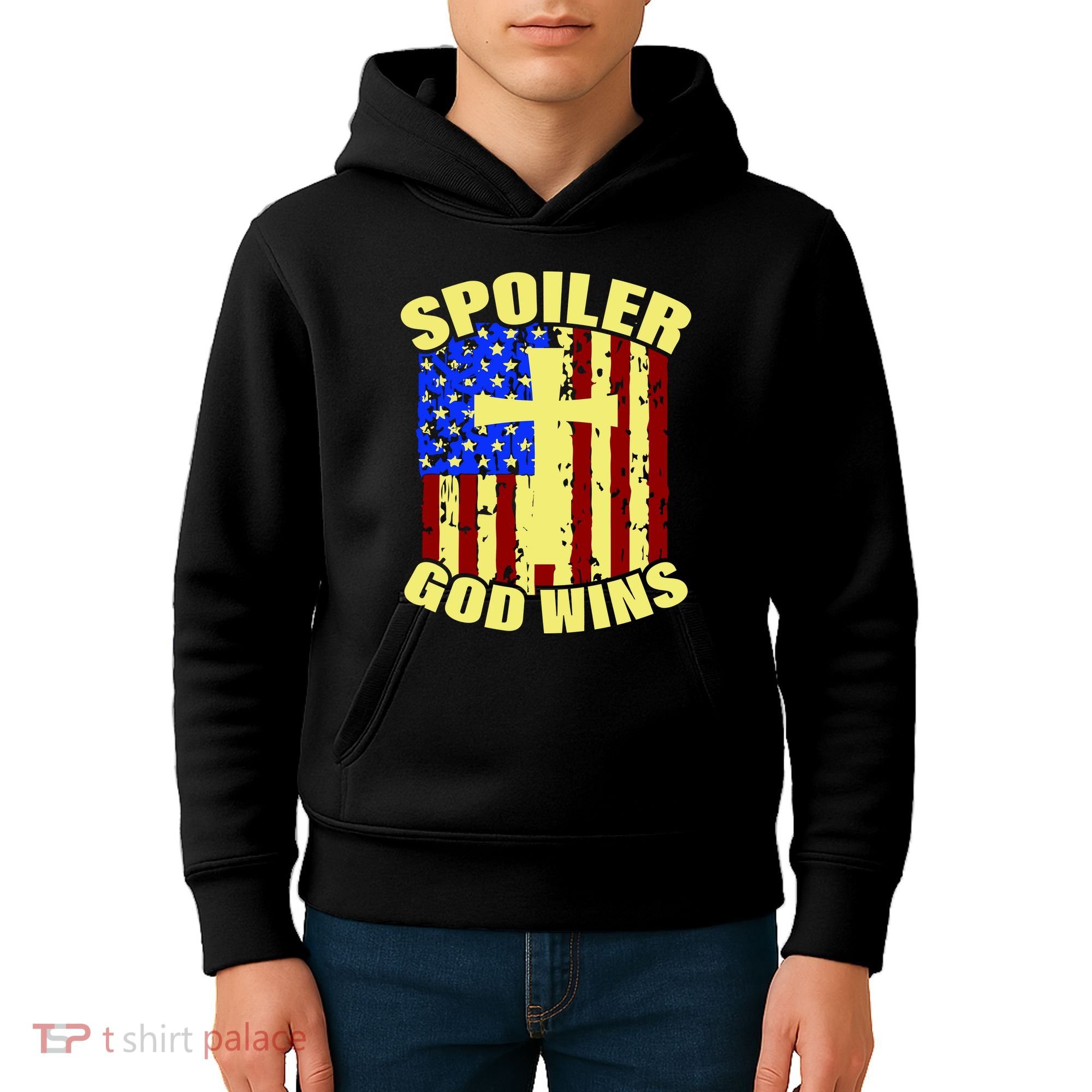 Spoiler God Wins American Flag Kids Hoodie