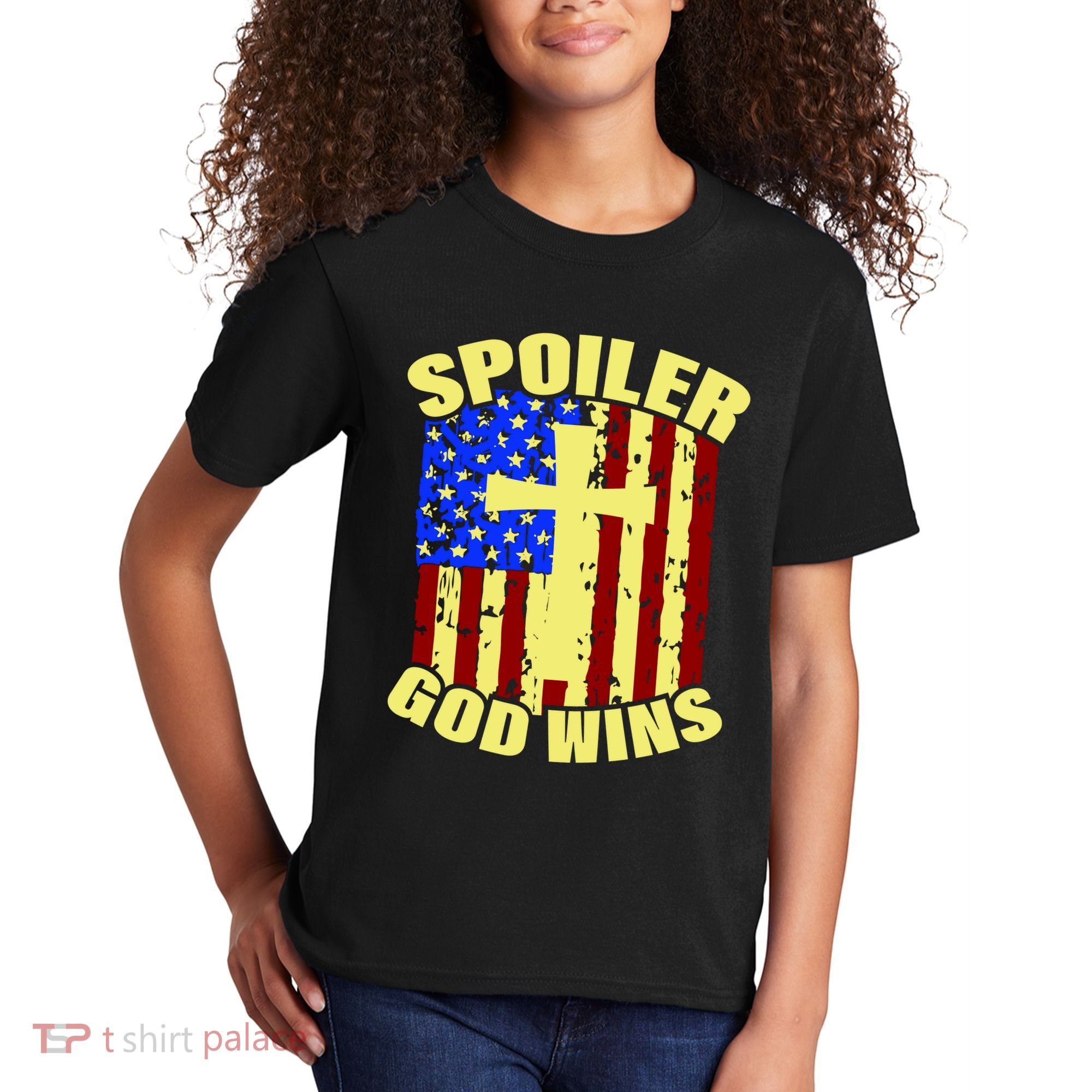 Spoiler God Wins American Flag Kids T-Shirt