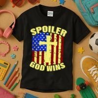 Spoiler God Wins American Flag Kids T-Shirt thumb 3