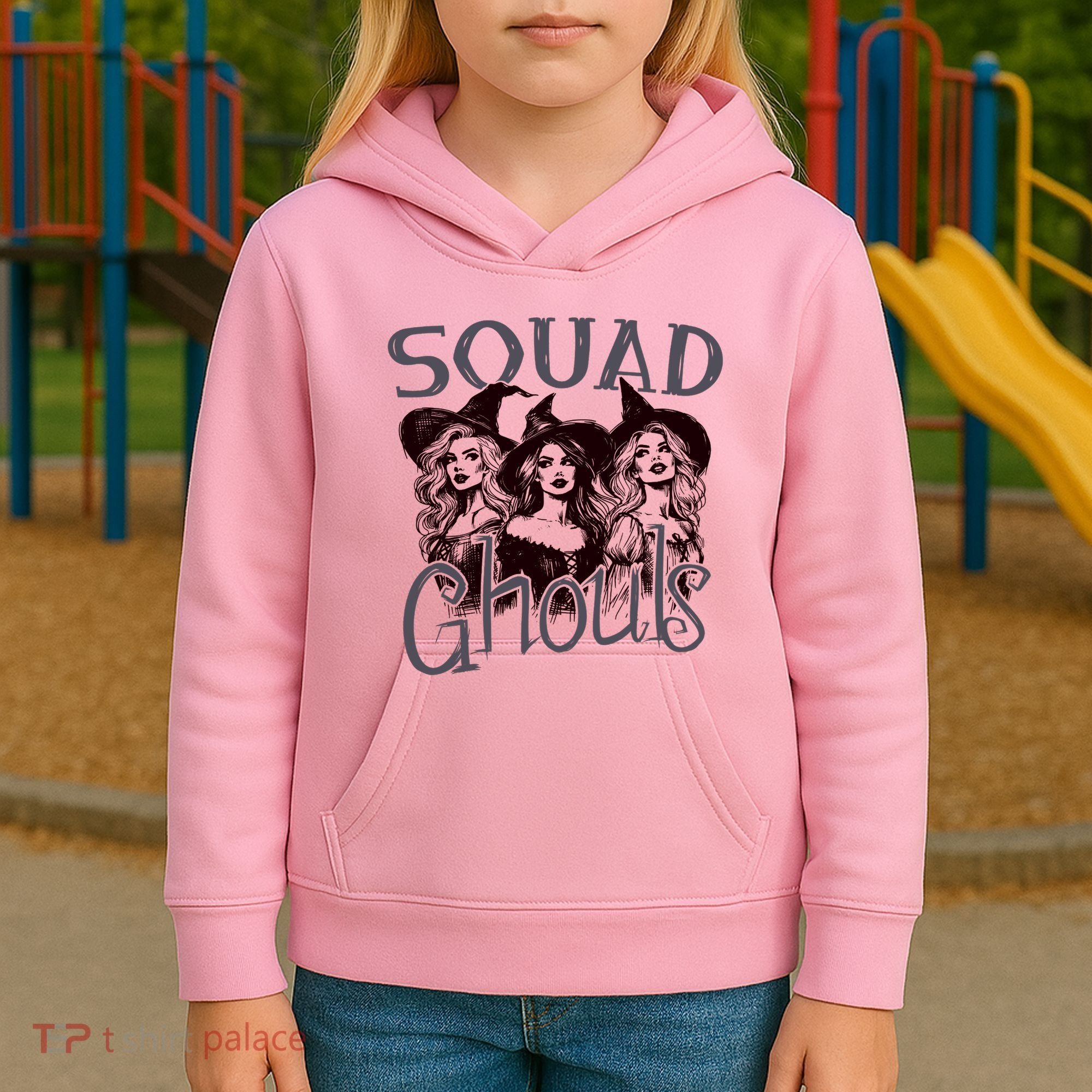 Squad Ghouls Witches Halloween Festive Kids Hoodie