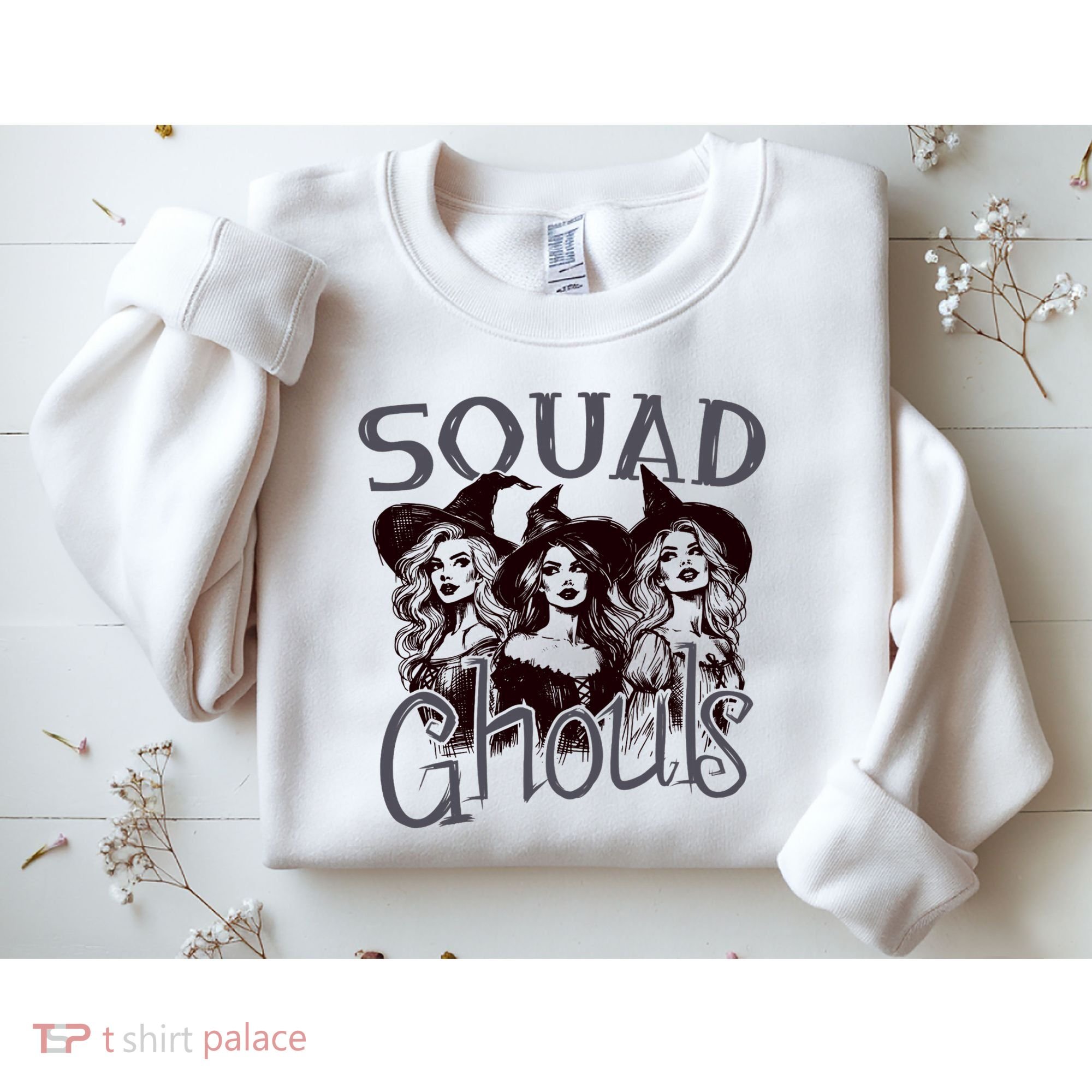 Squad Ghouls Witches Halloween Festive Sweatshirt