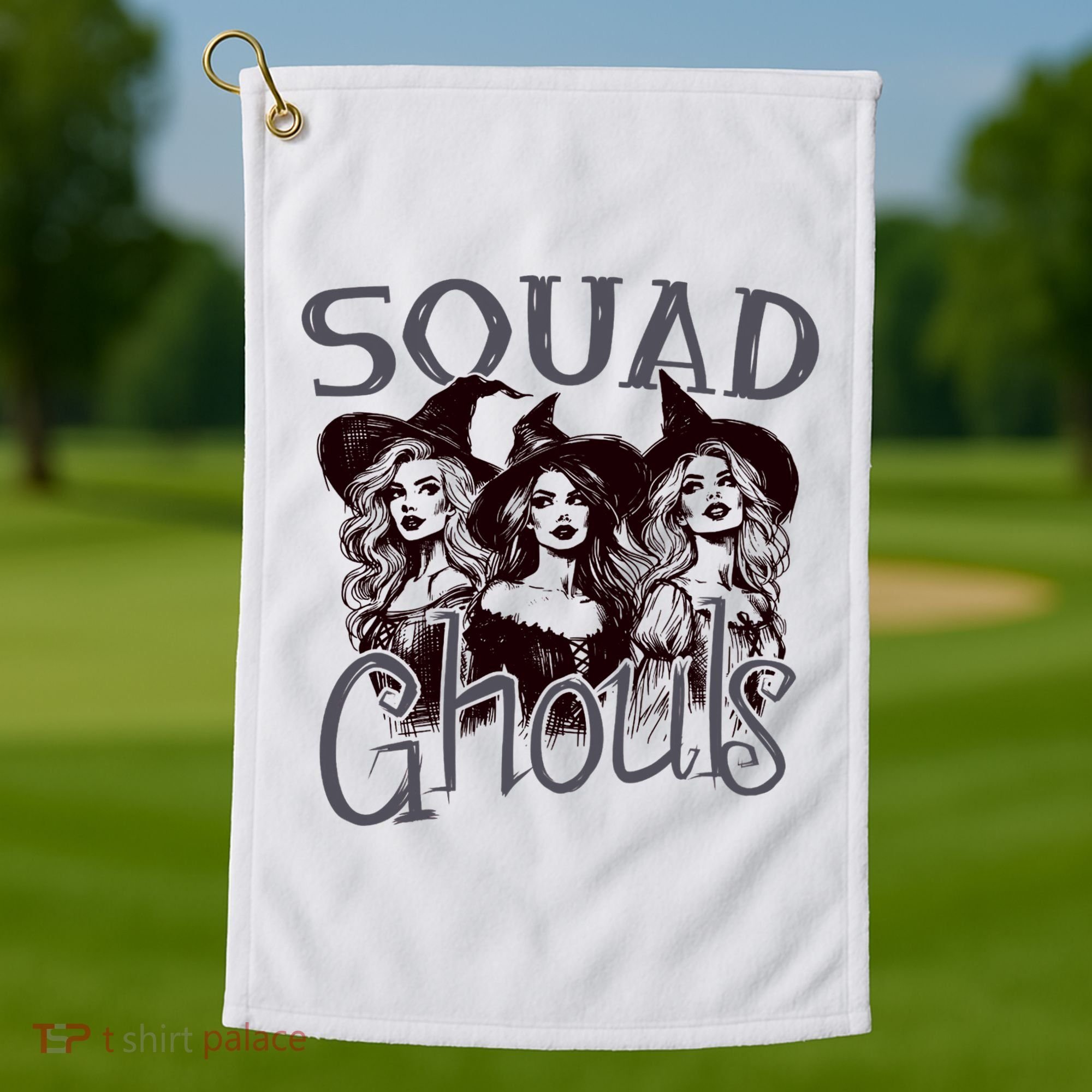 Squad Ghouls Witches Halloween Festive Golf Towel