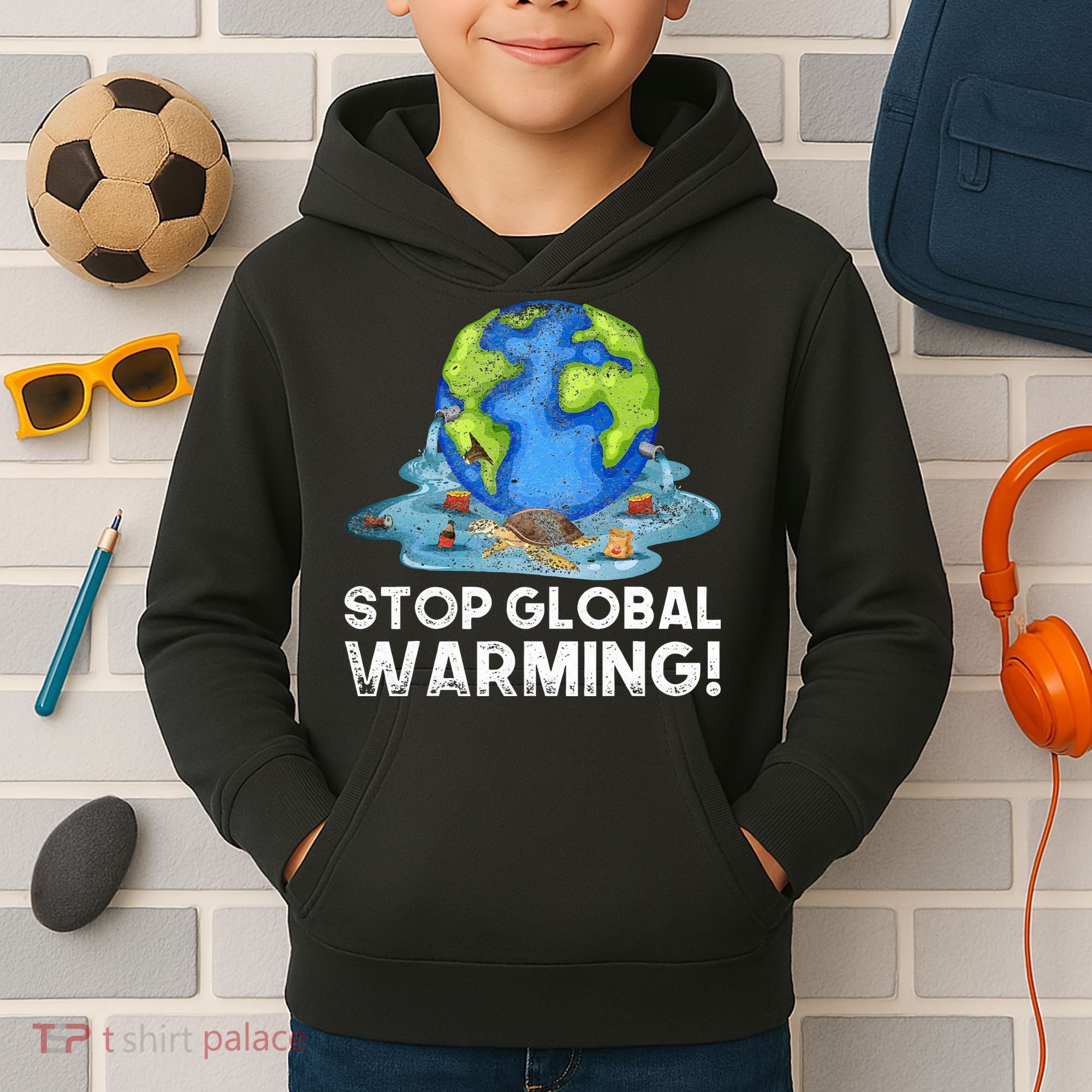 Stop Global Warming Climate Change Awareness Earth Day Kids Hoodie