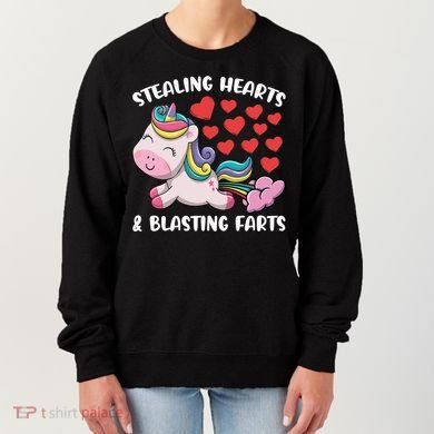 Stealing Hearts And Blasting Farts Valentines Unicorn Gift Women's Sweatshirt