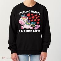 Stealing Hearts And Blasting Farts Valentines Unicorn Gift Women's Sweatshirt thumb 0
