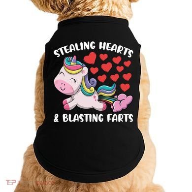 Stealing Hearts And Blasting Farts Valentines Unicorn Gift Doggie Tank