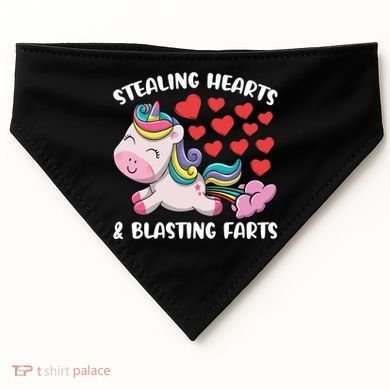 Stealing Hearts And Blasting Farts Valentines Unicorn Gift USA-Made Doggie Bandana