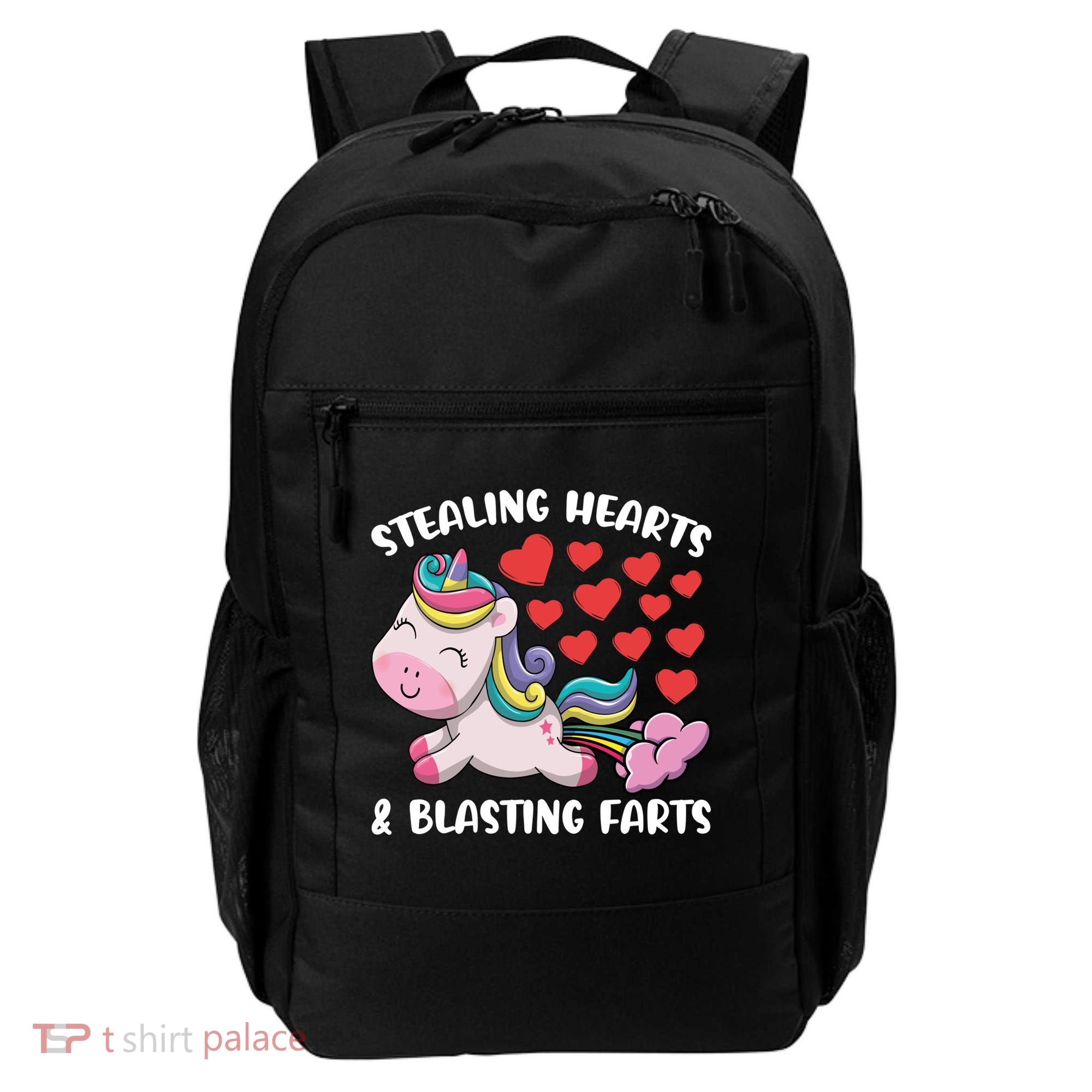 Stealing Hearts And Blasting Farts Valentines Unicorn Gift Backpack