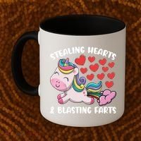 Stealing Hearts And Blasting Farts Valentines Unicorn Gift Coffee Mug thumb 2