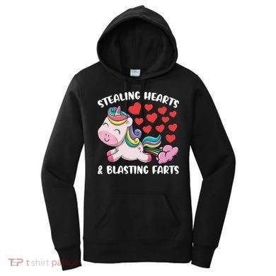 Stealing Hearts And Blasting Farts Valentines Unicorn Gift Women's Hoodie