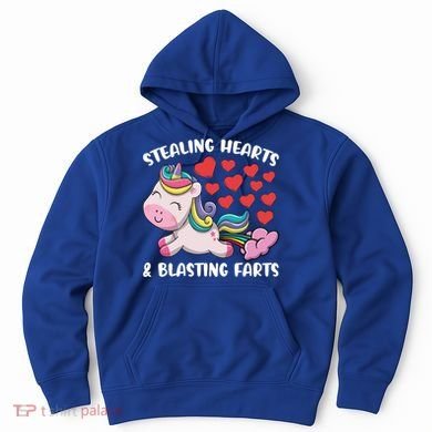 Stealing Hearts And Blasting Farts Valentines Unicorn Gift Hoodie