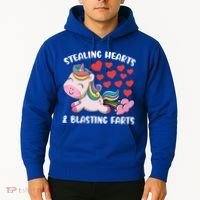 Stealing Hearts And Blasting Farts Valentines Unicorn Gift Hoodie thumb 2